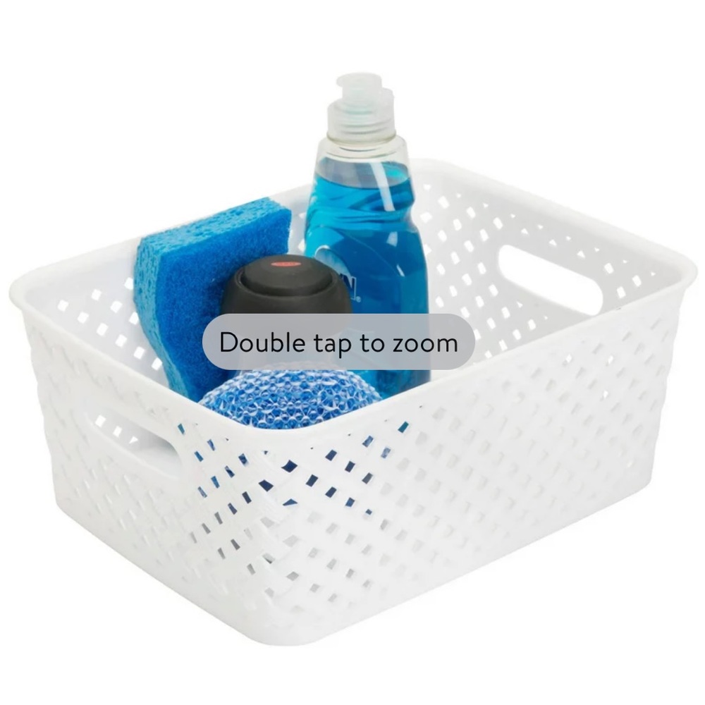 NWT Simplify Small Resin Wicker Storage Bin in White (10 x 8 x 4")